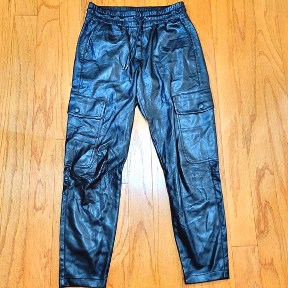 Zara Vegan Leather Draw String Joggers - Picture 1 of 7